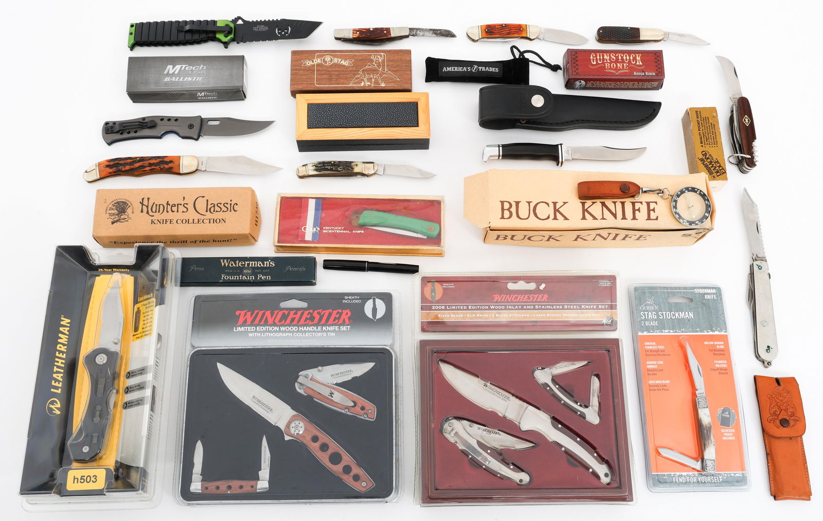 FOLDING KNIVES - LEATHERMAN, BUCK, GERBER: FOLDING KNIVES - LEATHERMAN, BUCK, GERBER Civilian Folding Knives. Makers include Winchester, MTech, Leatherman, Buck, Gunstock Bone, American Trades, Gerber, CaseXX and more. Some are new in packagin