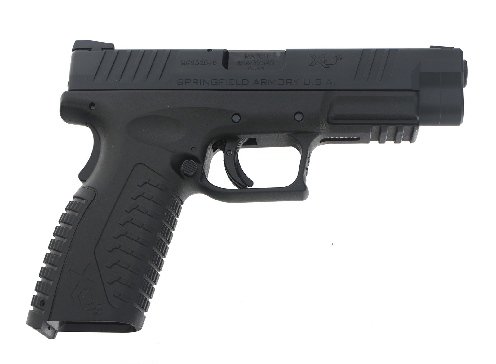 SPRINGFIELD ARMORY INC MODEL XDM 9mm CAL PISTOL: SPRINGFIELD ARMORY INC MODEL XDM 9mm CAL PISTOL Springfield Armory Inc. Model XDm 9x19mm caliber semi automatic pistol. Polymer frame with Integrated textured grips. Fixed sights. Back straps. Magazin
