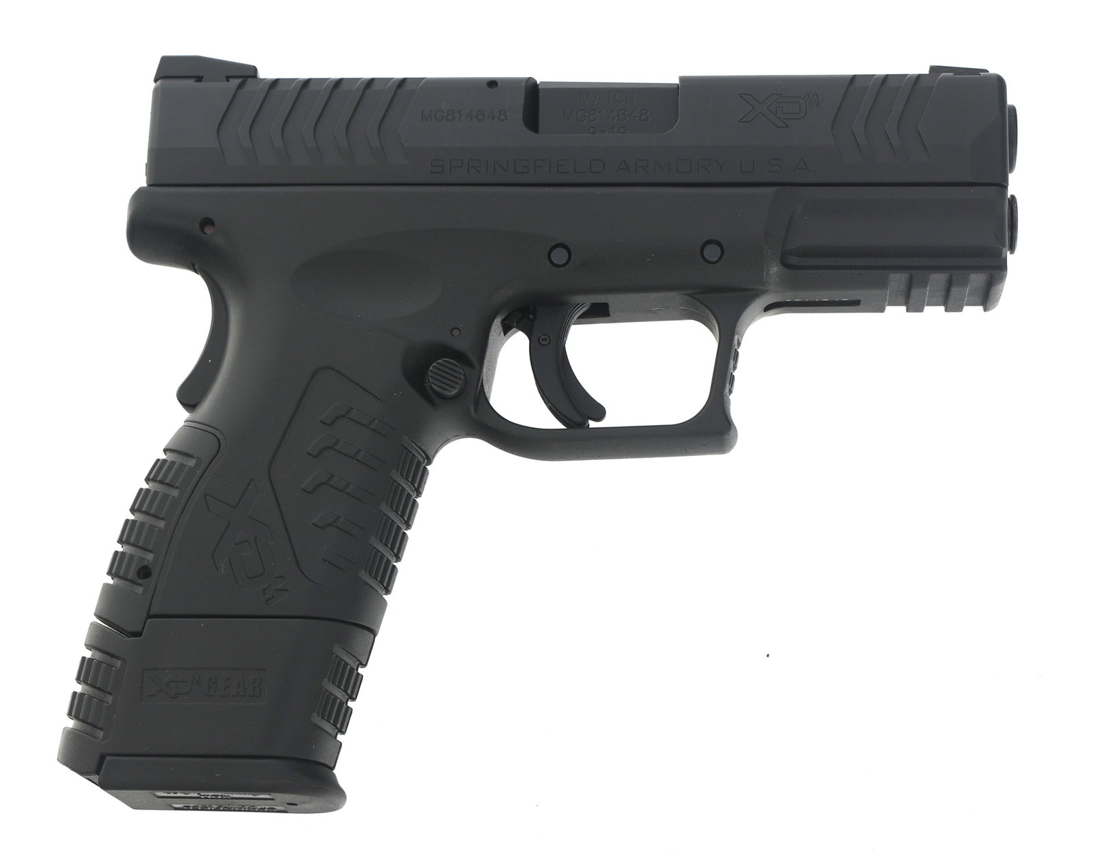 SPRINGFIELD ARMORY INC MODEL XDM 9mm CAL PISTOL: SPRINGFIELD ARMORY INC MODEL XDM 9mm CAL PISTOL Springfield Armory Inc. Model XDm Compact 9x19mm caliber semi automatic pistol. Polymer frame with Integrated textured grips. Fixed sights. Back straps.