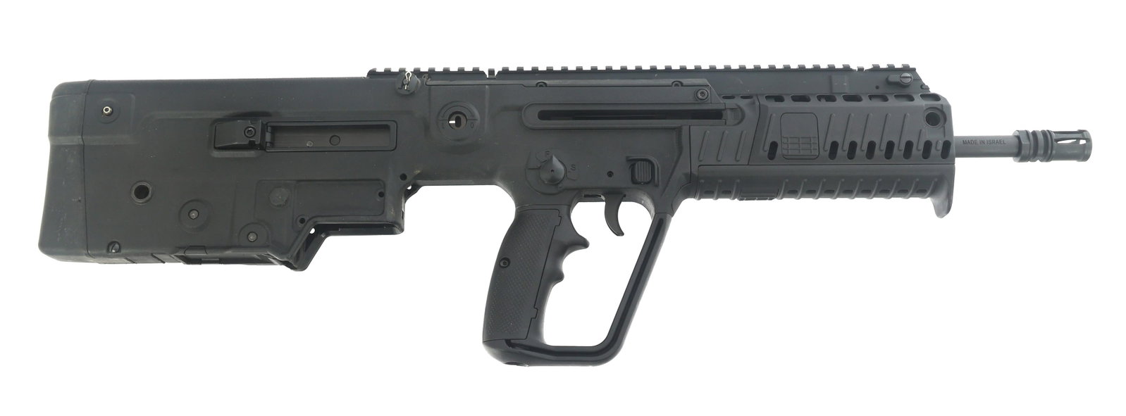 IWI MODEL TAVOR - X95 5.56x45mm CALIBER RIFLE: IWI MODEL TAVOR - X95 5.56x45mm CALIBER RIFLE IWI Model Tavor - X95 5.56x45mm caliber semi-automatic rifle. IWI US import. Polymer frame and checkered pistol grip. Recoil pad. Flip up sights. No magaz