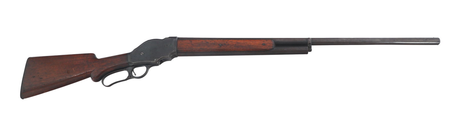 1905 WINCHESTER MODEL 1901 10 GAUGE SHOTGUN: 1905 WINCHESTER MODEL 1901 10 GAUGE SHOTGUN 1905 Winchester Model 1901 10 gauge lever action shotgun. 2 7/8 inch chamber. Full choke. Wood stock and forend. Steel butt plate. Bead front sight. Caliber