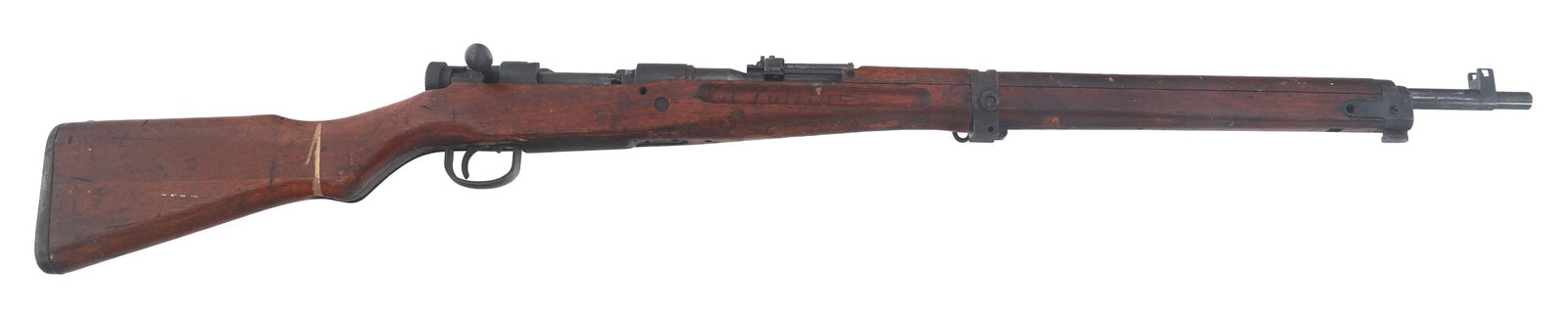 WWII JAPANESE NAGOYA MODEL TYPE 99 ARISAKA RIFLE: WWII JAPANESE NAGOYA MODEL TYPE 99 ARISAKA RIFLE WWII Japanese Nagoya Model Type 99 7.7x58mm caliber bolt action Arisaka rifle. No visible import marks. Series 3. Top of receiver stamped Type 99. Seri