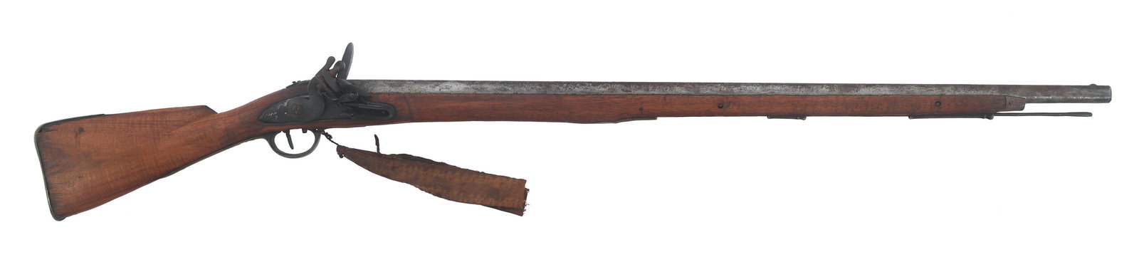 EAST INDIA COMPANY BROWN BESS .80 CALIBER MUSKET: EAST INDIA COMPANY BROWN BESS .80 CALIBER MUSKET British East India Company Model Brown Bess .80 caliber flintlock musket. Lock plate stamped East India Company 4 heart stamp. Restocked. Wood stock. R