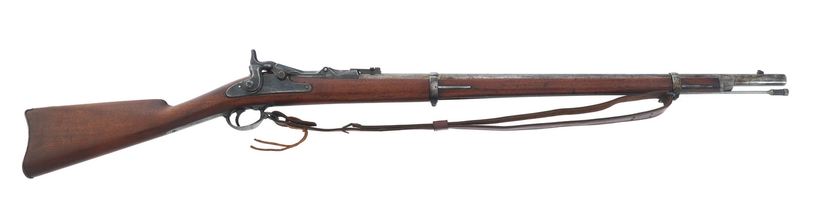 1870 US SPRINGFIELD MODEL 1863 .50 CAL RIFLE: 1870 US SPRINGFIELD MODEL 1863 .50 CAL RIFLE 1870 US Springfield Model 1863 .58 caliber Trap Door rifle. Serial numbers match on receiver and barrel. Side plate stamped "US Springfield 1864" with eagl