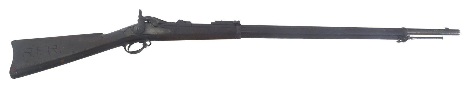 1887 US SPRINGFIELD MODEL 1873 .45-70 CAL RIFLE: 1887 US SPRINGFIELD MODEL 1873 .45-70 CAL RIFLE 1887 US Springfield Model 1873 .45-70 caliber breech loading trapdoor rifle. Left side of barrel stamped V / P / eagle head. Breech block stamped US / M