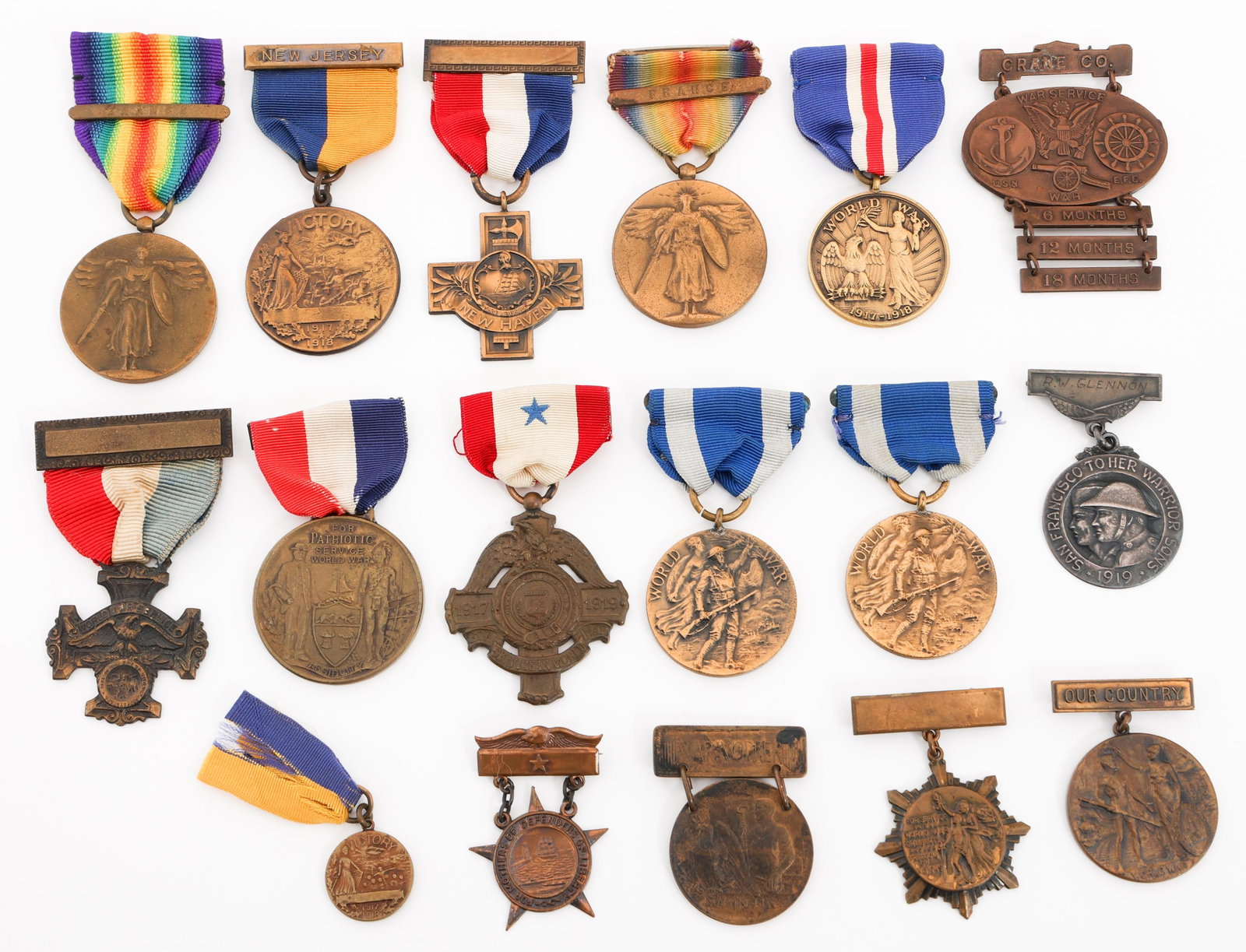 WWI US ARMY VICTORY & SERVICE MEDALS: WWI US ARMY VICTORY & SERVICE MEDALS WWI US Victory & Service Medals. Includes Victory medals with campaign bars, city & state medals, fraternal organization medals, War Worker medal, and more. Proven