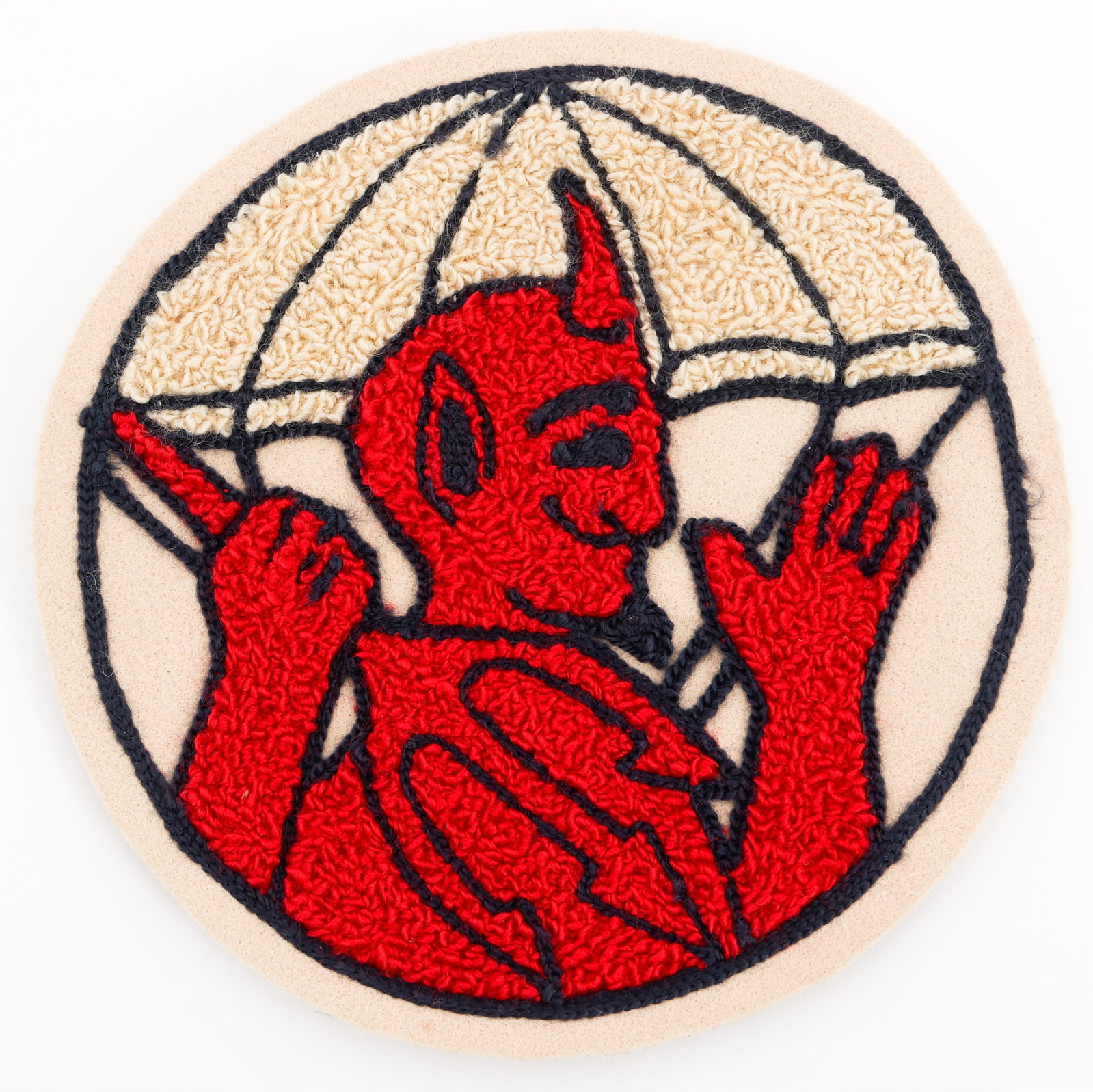 WWII US ARMY AIRBORNE 504th PIR POCKET PATCH: WWII US ARMY AIRBORNE 504th PIR POCKET PATCH WWII US Army 504th Parachute Infantry Regiment Pocket Patch. Chenille wool stitching on wool. Size: 5 3/4" in Diam. Provenance: Lifetime Military Memorabil
