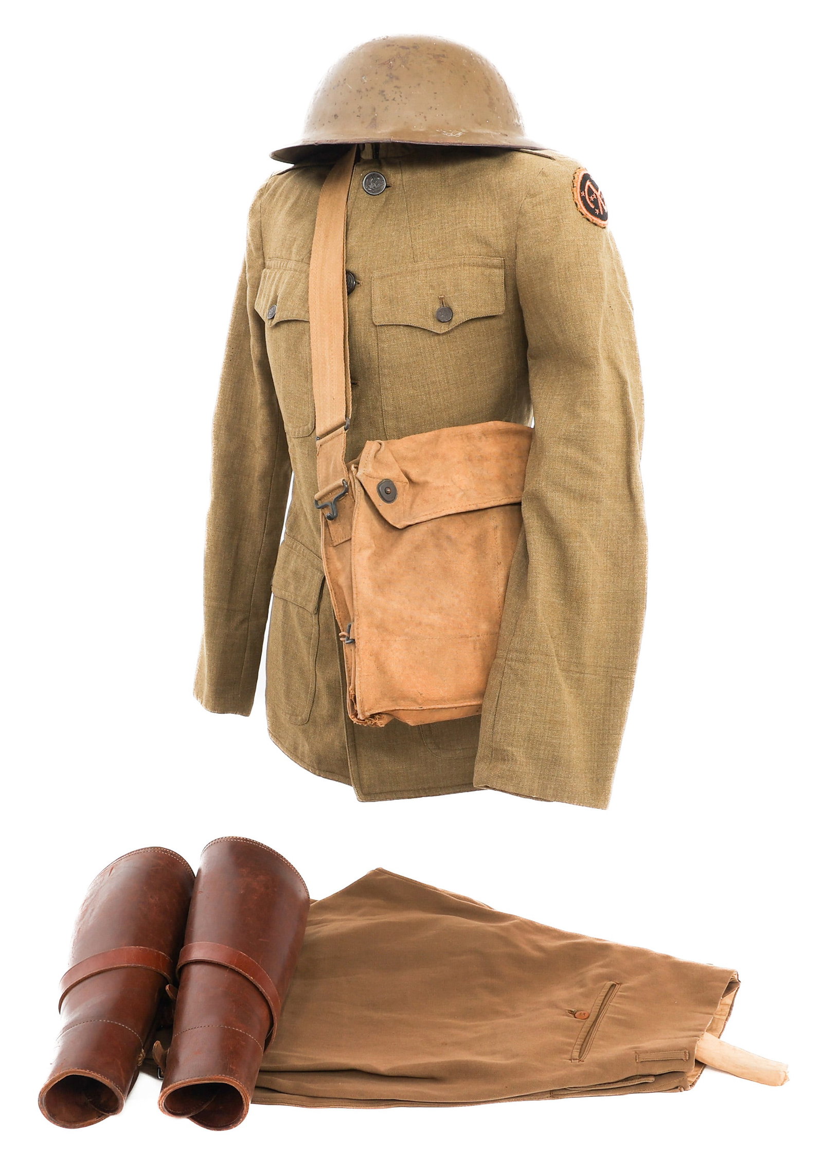 WWI US 27th DIVISION EM MEDIC UNIFORM GROUPING: WWI US 27th DIVISION EM MEDIC UNIFORM GROUPING WWI US 27th Division Enlisted Man Medic Uniform Grouping. (1) M1917 Helmet Shell. No liner. (1) Private Purchase Tunic. US Medic's collar discs. 27th Div
