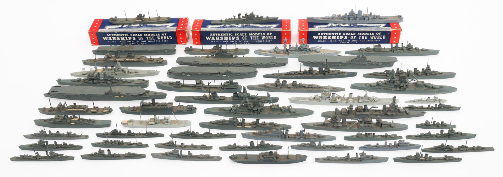 WWII COMET US & ALLIED NAVY VESSEL DIE CAST MODELS: WWII COMET US & ALLIED NAVY VESSEL DIE CAST MODELS WWII Comet US & Allied Navy Vessel Die Cast Models with Boxes. Alloy construction with class of ship stamped on the side. Includes aircraft carriers,