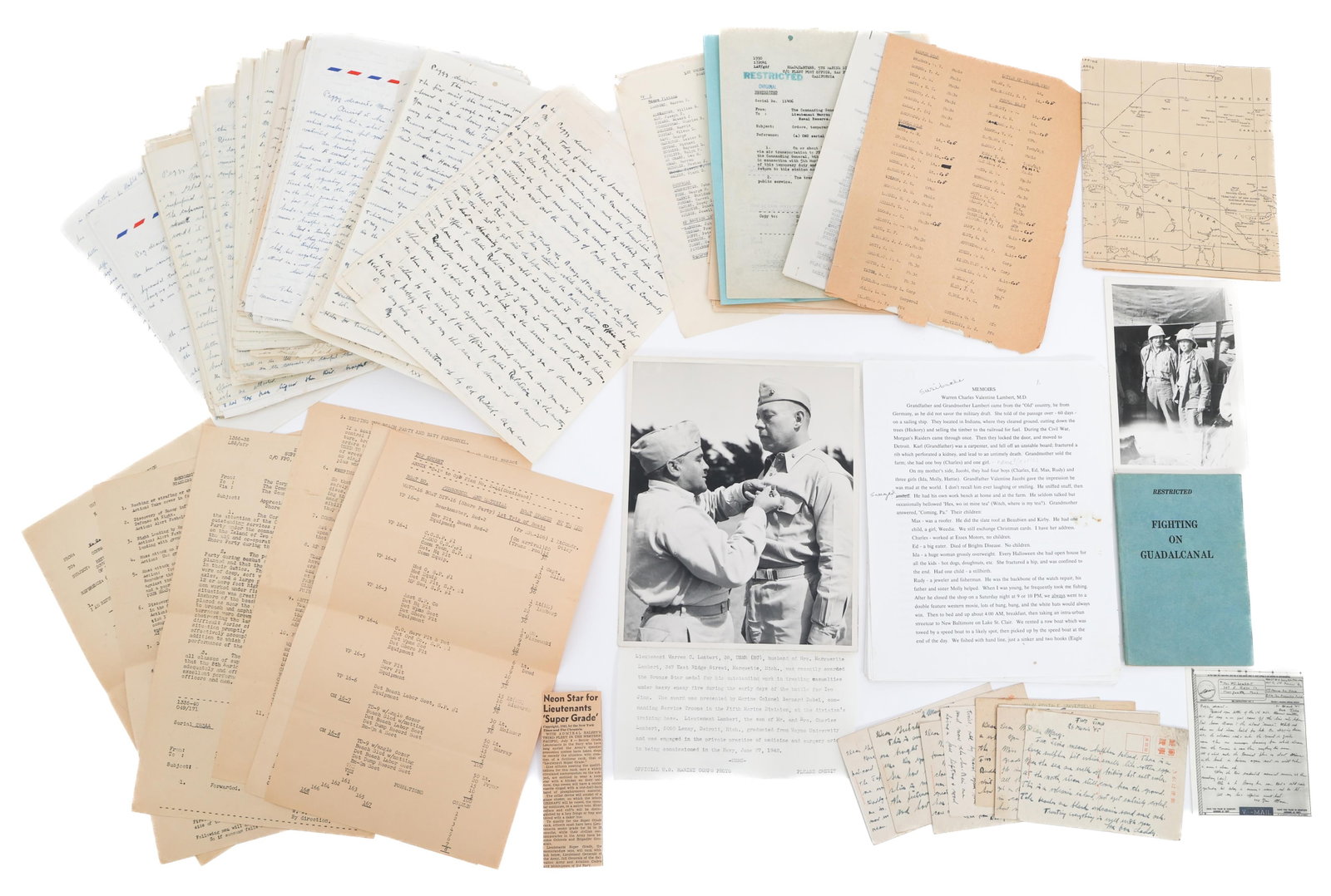 WWII US NAVY IWO JIMA NAMED DOCTOR ARCHIVE: WWII US NAVY IWO JIMA NAMED DOCTOR ARCHIVE WWII US Navy Iwo Jima Invasion Participant and Bronze Star Recipient Doctor's Archive. Named to Commander Warren C. Lambert 172041 (USNR) of the 5th Marine D