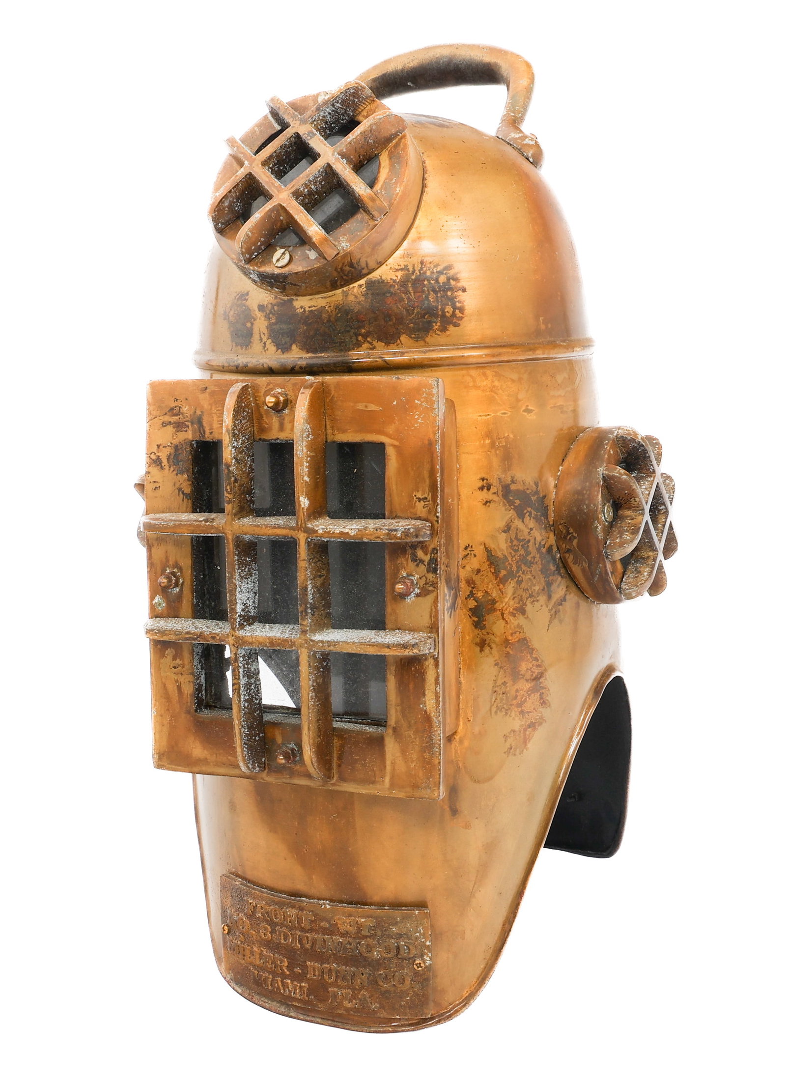 MODERN MODEL MILLER DUNN STYLE 3 DIVINHOOD HELMET: MODERN MODEL MILLER DUNN STYLE 3 DIVINHOOD HELMET Modern Production Model of Miller-Dunn Co. Style 3 Divinhood Dive Helmet. Size: 20" Weight: 8 lbs