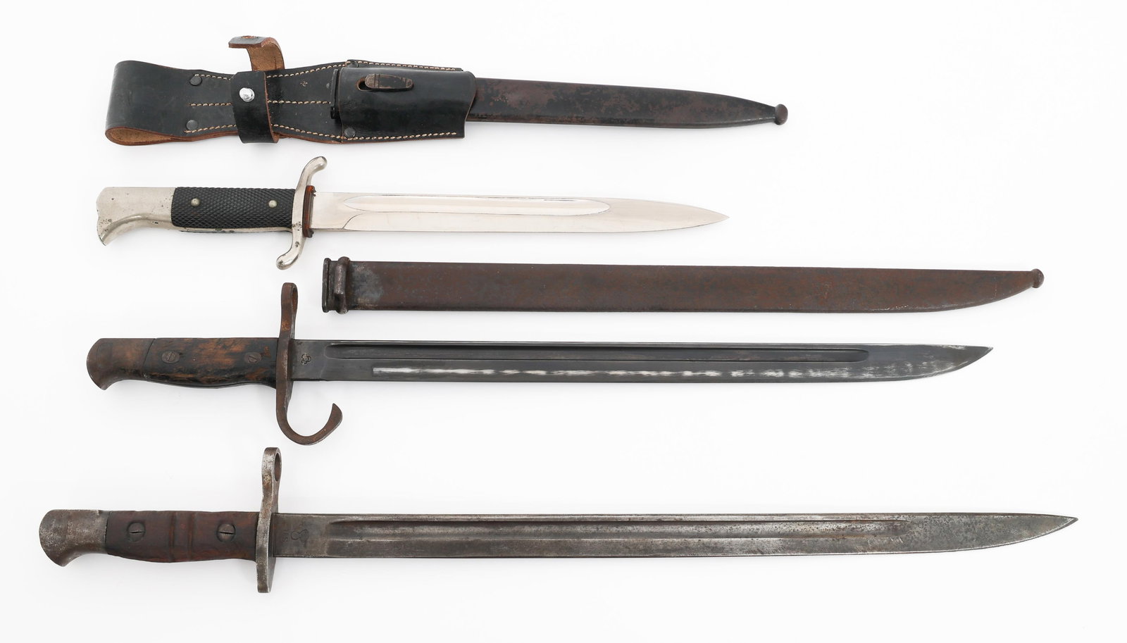WWI - WWII US, GERMAN & JAPANESE BAYONETS: WWI - WWII US, GERMAN & JAPANESE BAYONETS WWI - WWII US, German, and Imperial Japanese Bayonets. (1) US Army M1917 Bayonet by Remington. No Scabbard. (1) WWII German Fire Police Bayonet. No visible ma