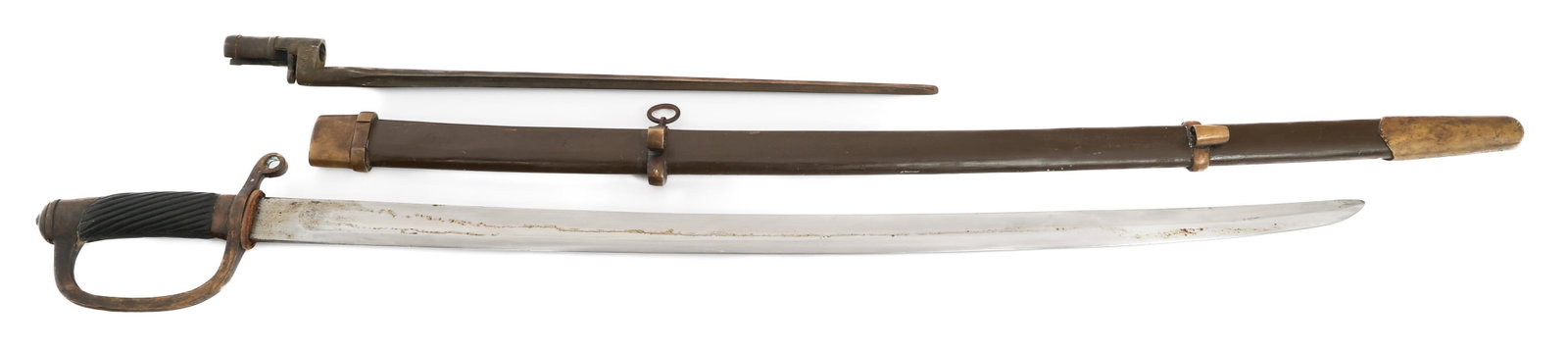 REENACTOR RUSSIAN DRAGOON SWORD: REENACTOR RUSSIAN DRAGOON SWORD Reenactor Imperial Russian M1881 Dragoon Sword with Scabbard and Mosin Bayonet. Blade Length: 31 1/4" Total Length: 37"