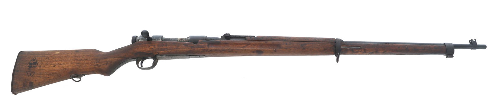 WWII JAPANESE NAGOYA TYPE 38 6.5mm RIFLE: WWII JAPANESE NAGOYA TYPE 38 6.5mm RIFLE WWII Japanese Nagoya Type 38 6.5x50mmSR caliber bolt action Arisaka rifle. Illegible series stamp. CAI import mark. Top of receiver stamped Type 38. Intact mum