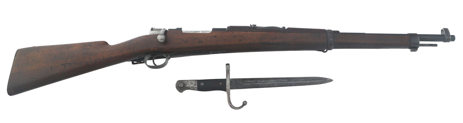 SPANISH OVIEDO MODEL 1893 7.65X53mm CALIBER RIFLE: SPANISH OVIEDO MODEL 1893 7.65X53mm CALIBER RIFLE Spanish Oviedo Model 1893 7.65x53mm caliber Mauser bolt action rifle. Import marked C.A.I. on right side of barrel near muzzle. Top of receiver stampe
