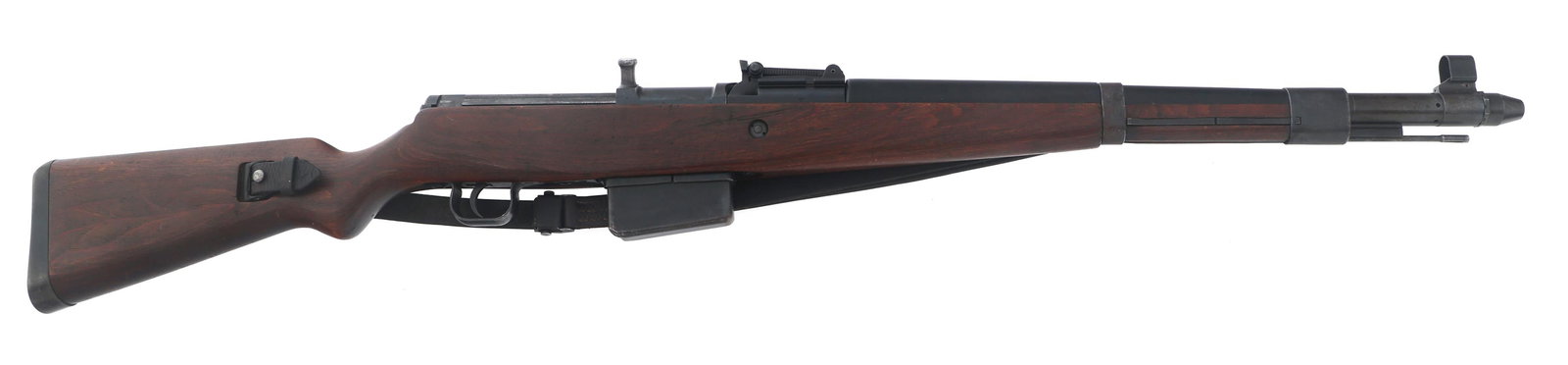WWII GERMAN duv 43 CODE G.41 7.92X57mm CAL RIFLE: WWII GERMAN duv 43 CODE G.41 7.92X57mm CAL RIFLE 1943 WWII German Berlin Luebecker duv 43 code Model G.41 7.92x57mm caliber semi automatic rifle. No import stamp. Blued finish. Left side of receiver s