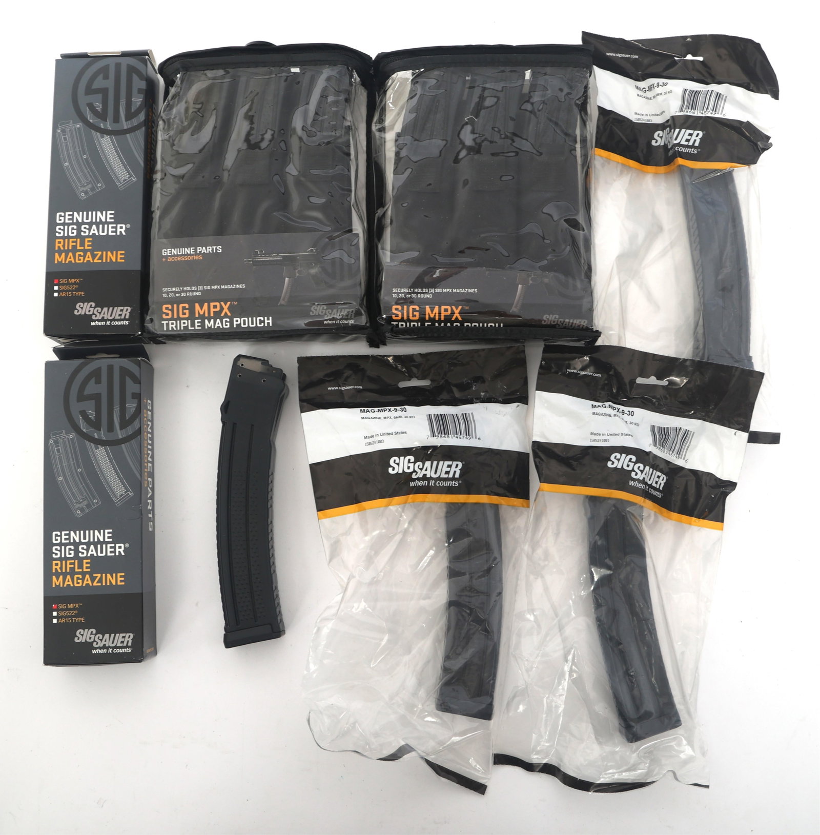 SIG SAUER MPX 9mm CALIBER MAGAZINES: SIG SAUER MPX 9mm CALIBER MAGAZINES Lot of 12 9mm caliber Sig Sauer Mpx magazines. Size / Gauge: 9mm Provenance: Lifetime Firearm Collection of Gerald L. Bruno Jr. (1959-2024 | Woodhaven, Michigan