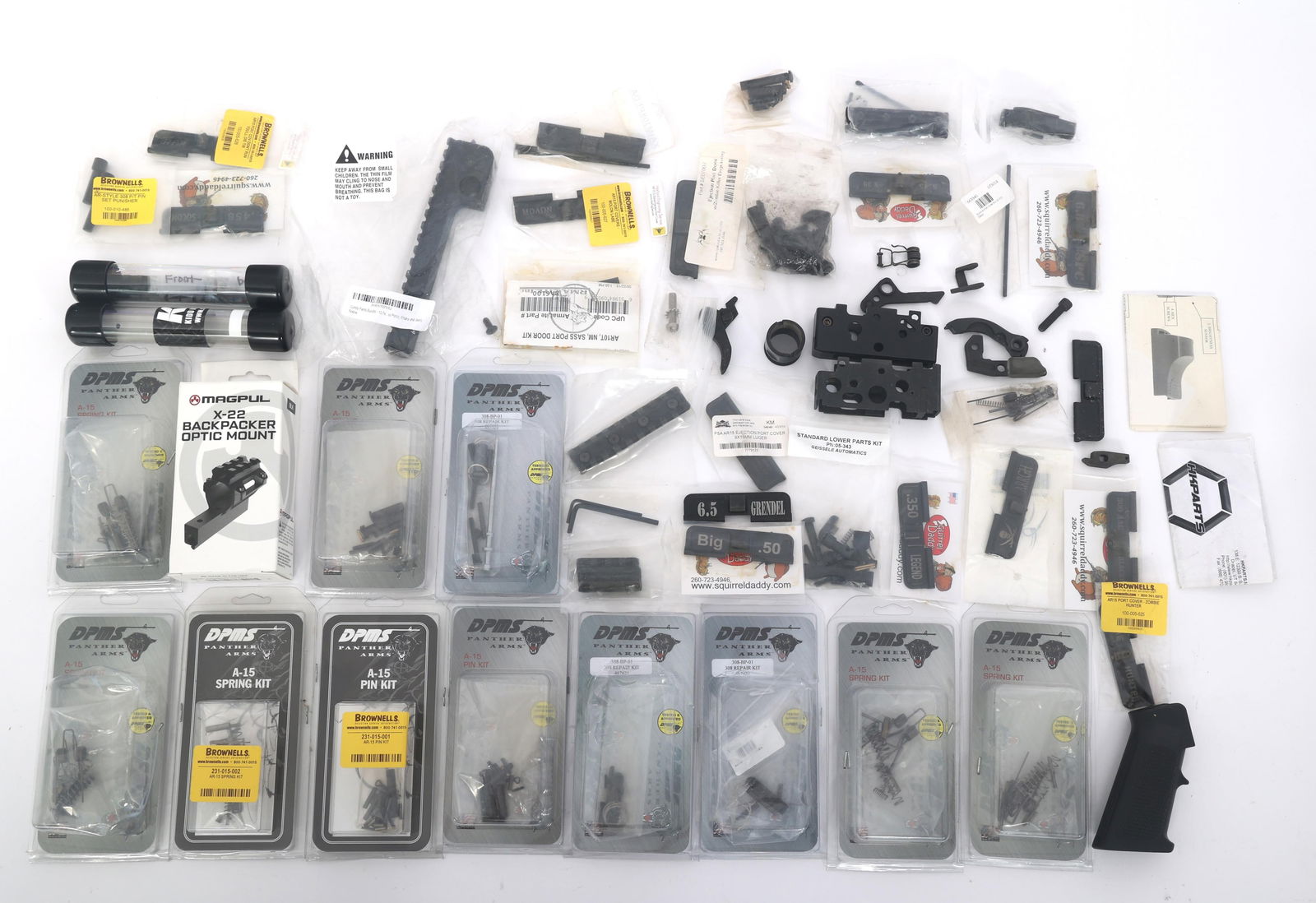 AR-15 RIFLE SMALL PARTS: AR-15 RIFLE SMALL PARTS Lot of small parts for AR-15 rifles. Brands include DPMS, Brownells, and others. Provenance: Lifetime Firearm Collection of Gerald L. Bruno Jr. (1959-2024 | Woodhaven, Michigan