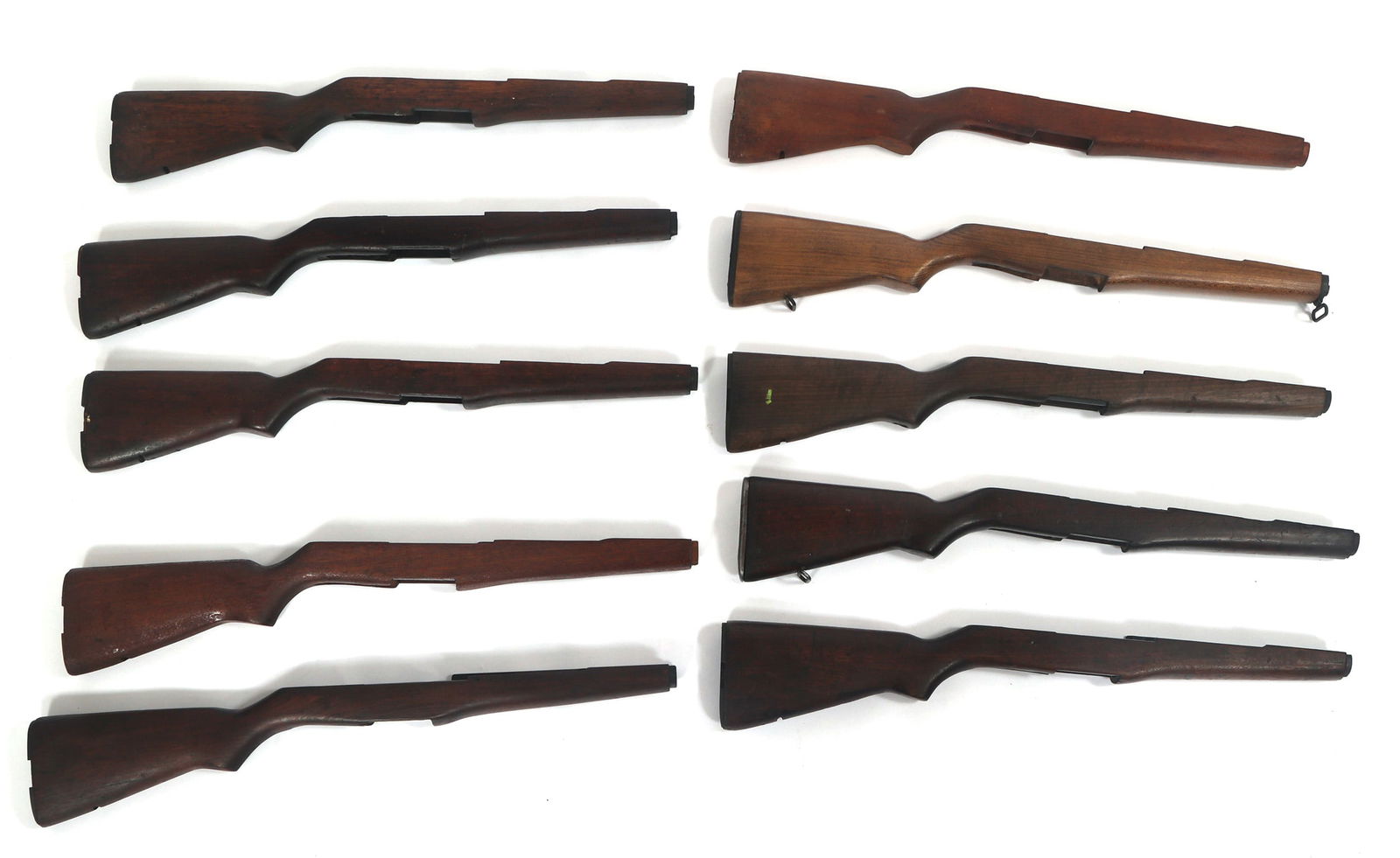 M1 GARAND STYLE WOOD RIFLE STOCKS - LOT OF 10: M1 GARAND STYLE WOOD RIFLE STOCKS - LOT OF 10 Lot of 10 M1 Garand style wood rifle stocks. Some stocks may be missing parts. Provenance: Lifetime Firearm Collection of Gerald L. Bruno Jr. (1959-2024 |