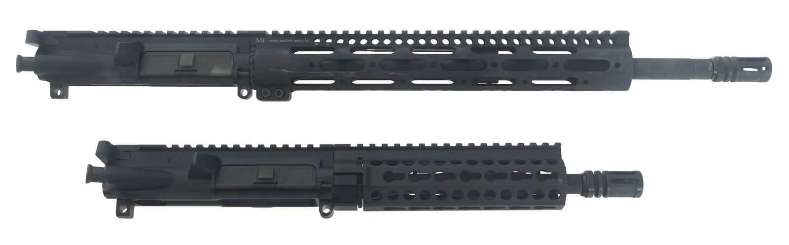 PALMETTO STATE ARMORY BARRELED UPPER RECEIVERS: PALMETTO STATE ARMORY BARRELED UPPER RECEIVERS Palmetto State Armory barreled upper receivers. A) PSA M4 flat top receiver with bolt carrier and charging handle and forward assist. 9" barrel Marked "5