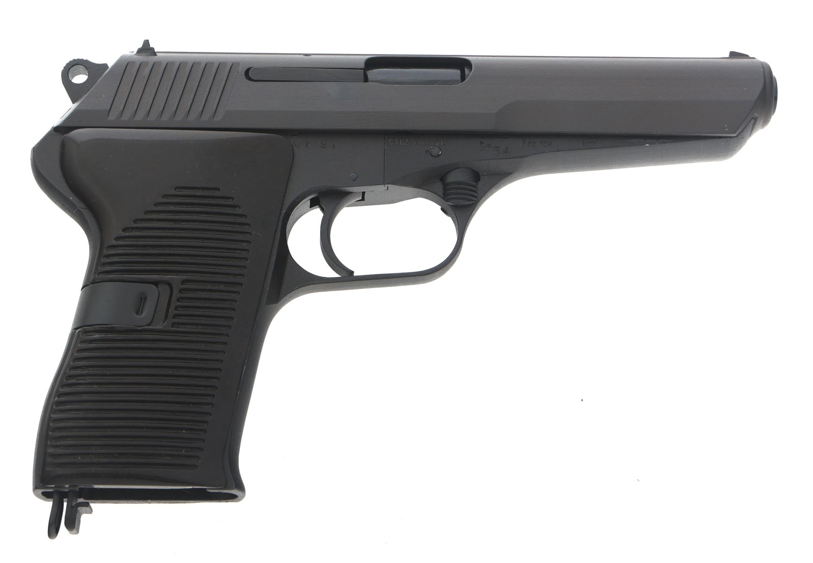 CZ MODEL 52 7.62x25mm CALIBER PISTOL: CZ MODEL 52 7.62x25mm CALIBER PISTOL CZ Model 52 7.62x25mm caliber semi automatic pistol. Frame import stamped "C.A.I. ST. ALB. VT." Serial numbers match on frame and slide. Parkerized finish. Plastic