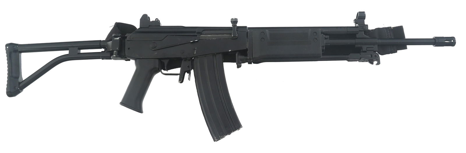 CUSTOM BUILT MODEL GALIL AR 5.56x45mm CAL RIFLE: CUSTOM BUILT MODEL GALIL AR 5.56x45mm CAL RIFLE Custom Built Galil AR 5.56x45mm caliber semi-automatic rifle. No visible import marks. Built on re-welded IMI receiver. Steel folding stock. Composite p