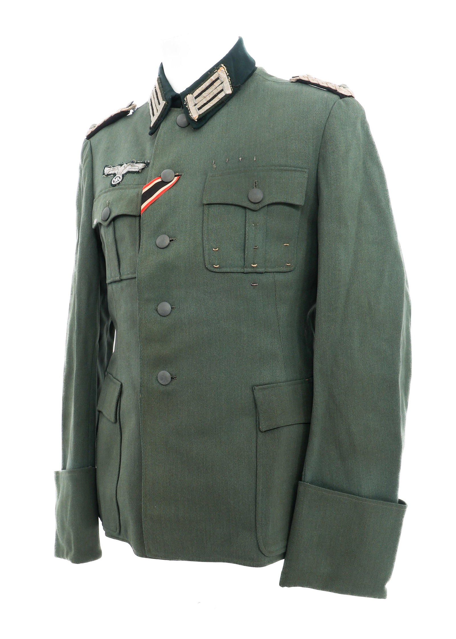 WWII GERMAN HEER PIONEER OFFICER M36 DRESS TUNIC: WWII GERMAN HEER PIONEER OFFICER M36 DRESS TUNIC WWII German Heer Pioneer Officer M36 Dress Tunic. Feldgrau, fine wool tunic with Pioneer Oberstleutnant shoulder boards and collar tabs, bullion Heer e