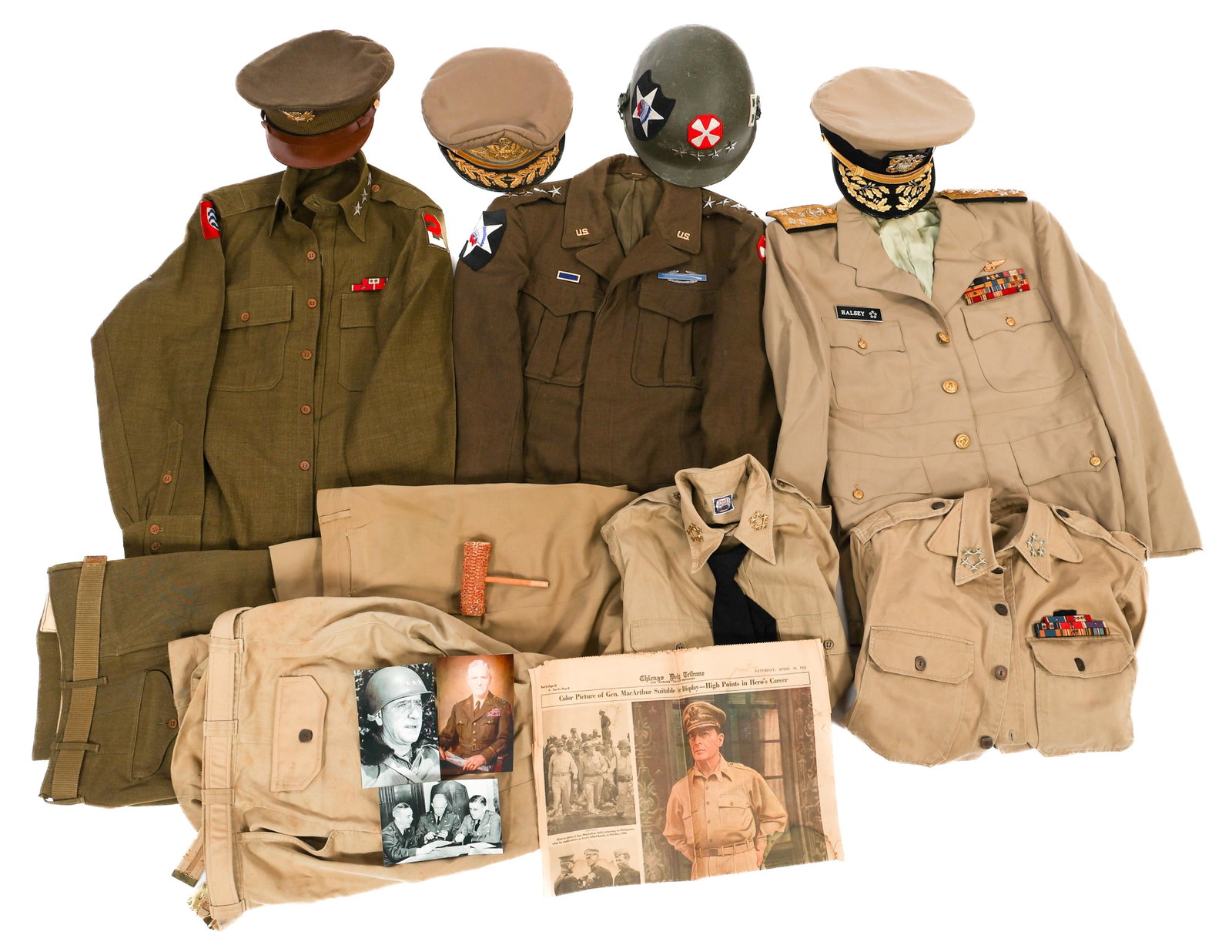 MODERN COPY OF WWII US GENERAL & ADMIRAL UNIFORMS: MODERN COPY OF WWII US GENERAL & ADMIRAL UNIFORMS Reenactor Museum Exhibit WWII US Army General & Navy Admiral Uniforms. General Leonard Thomas Gerow and Fleet Admiral William Halsey Jr Tribute Unifor
