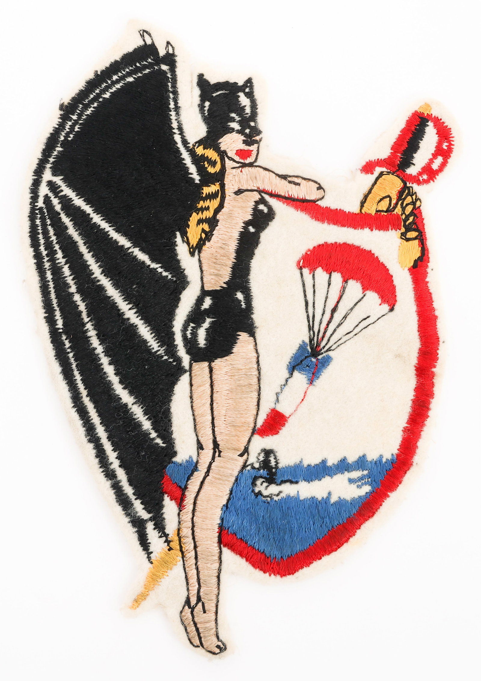 1950's US NAVY VP-24 PATROL SQUADRON PATCH: 1950's US NAVY VP-24 PATROL SQUADRON PATCH 1950's US Navy VP-24 Patrol Squadron Patch. Cotton embroidery on wool. Size: 7" x 5" Provenance: Lifetime Military Memorabilia & Arms Collection of Peter L. 