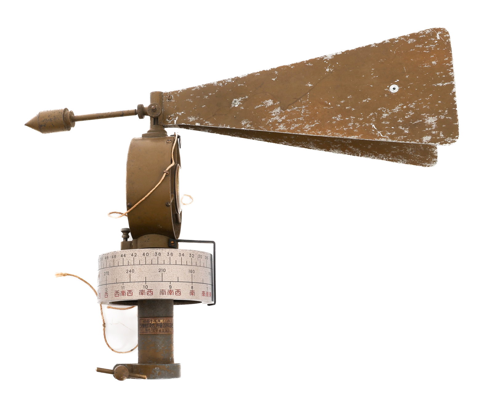 WWII IMPERIAL JAPANESE ARMY AIR SERVICE ANEMOMETER: WWII IMPERIAL JAPANESE ARMY AIR SERVICE ANEMOMETER WWII Imperial Japanese Army Air Service Anemometer. Gauge maker marked by A. Nakamura & Co. LTD. Japanese data plate present.