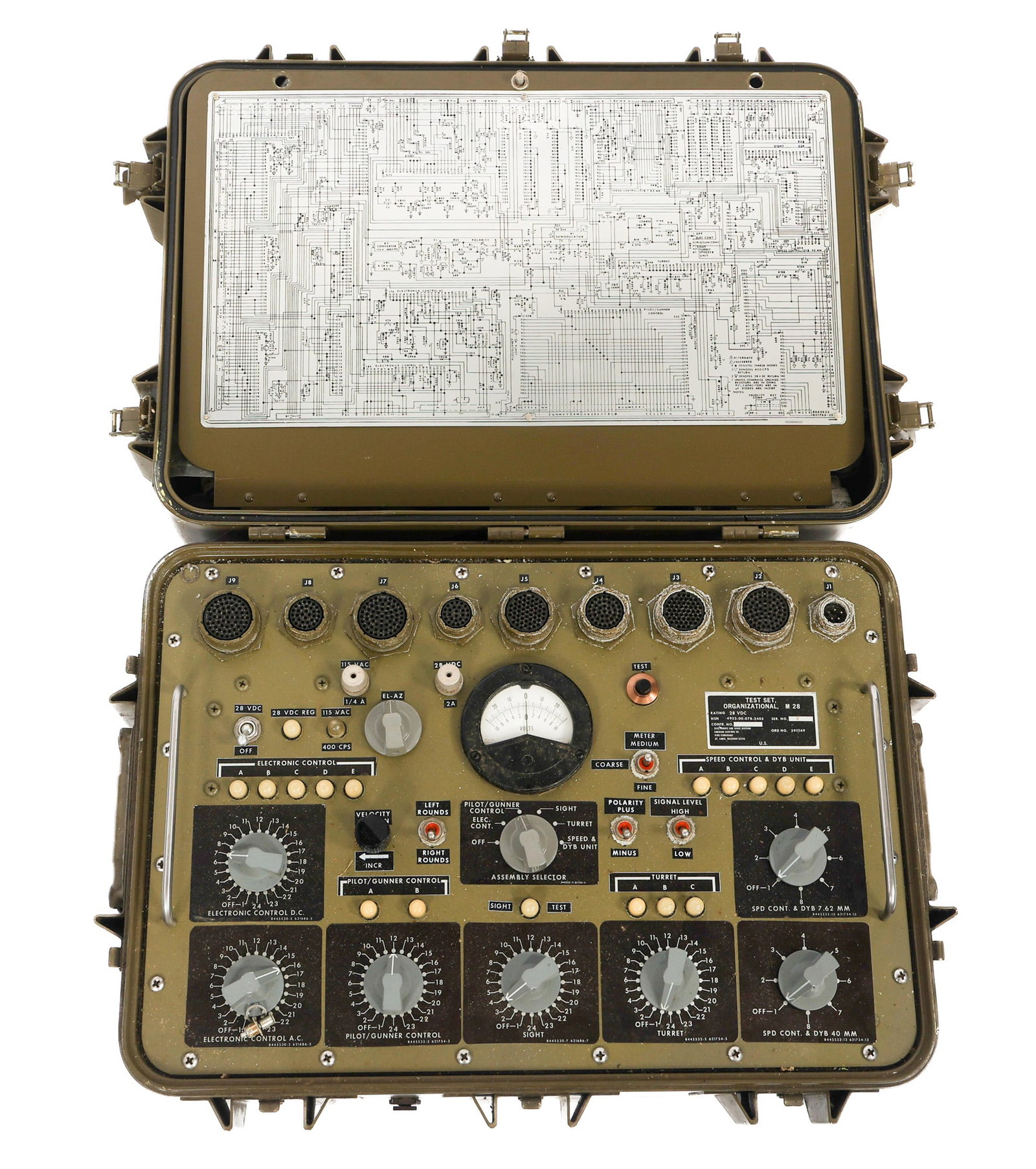 US NAVY M28 ORGANIZATIONAL TEST SET: US NAVY M28 ORGANIZATIONAL TEST SET US Navy M28 Organizational Test Set. Manufactured by the Electronics & Space Division of Emerson Electrical Company. NSN 4933-00-078-2405. Includes proper wiring an