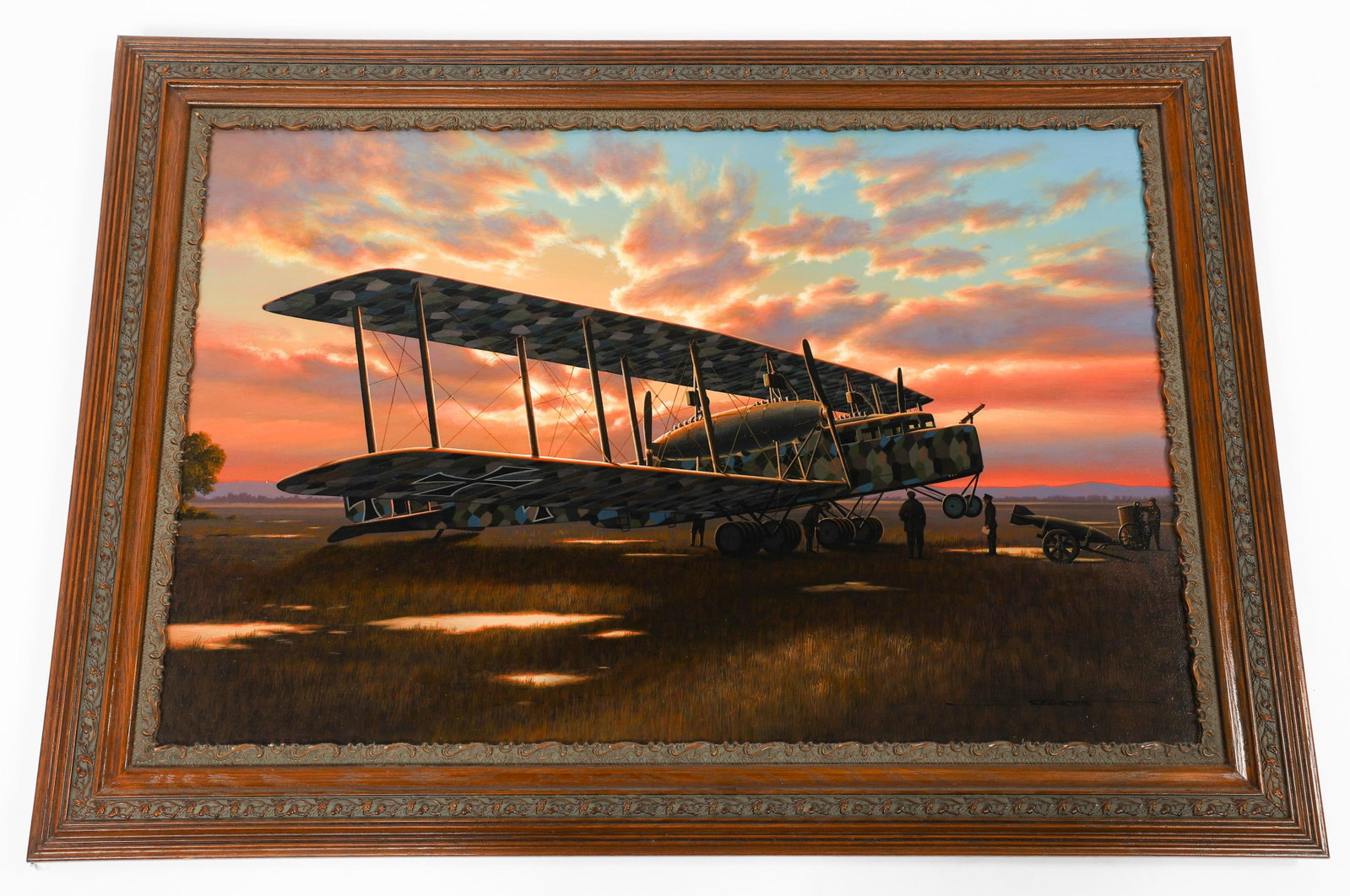 STAN STOKES "EARLY NIGHT RIDERS" OIL PAINTING: STAN STOKES "EARLY NIGHT RIDERS" OIL PAINTING Framed 1998 Stan Stokes Original "Early Night Riders Painting. Oil on canvas. Signed by Stokes and marked on the backside. Size: 31" x 43"