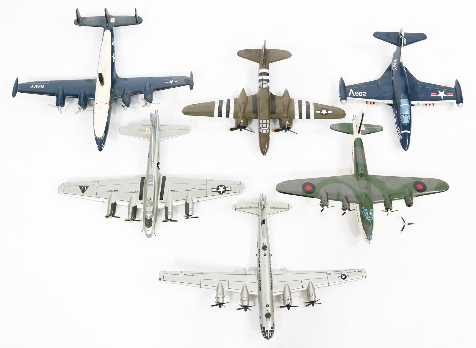 WWII - COLD WAR RAF, USAAF & US NAVY MODEL PLANES: WWII - COLD WAR RAF, USAAF & US NAVY MODEL PLANES WWII - Cold War USAAF & Navy Model Planes. Includes RAF Short Sunderland, USAAF B-17, USAAF B-26, "Confederate Air Force" B-29, US Navy P-80 Shooting