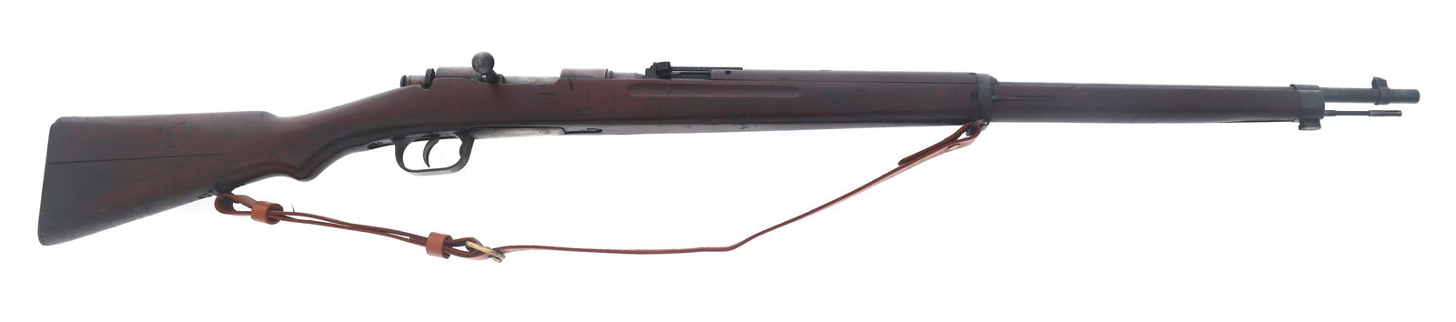 WWII JAPANESE TYPE I 6.5mm CALIBER RIFLE: WWII JAPANESE TYPE I 6.5mm CALIBER RIFLE WWII Italian made Japanese Type I 6.5x50mmSR caliber bolt action rifle. Blued finish. Fixed front sight. Adjustable rear sight. Wood stock. Metal butt plate. L
