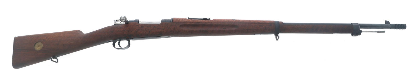 1905 SWEDISH GUSTAFS MODEL 1896 6.5mm CAL RIFLE: 1905 SWEDISH GUSTAFS MODEL 1896 6.5mm CAL RIFLE 1905 Swedish Carl Gustafs Model 1896 6.5x55mm caliber bolt action Mauser rifle. CDI import mark. Top of receiver stamped crown - C - Carl Gustafs Stads