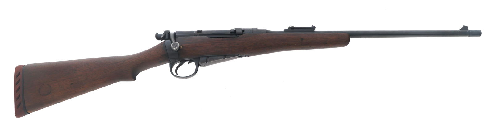 SPORTERIZED ENFIELD LEC I* .303 CALIBER CARBINE: SPORTERIZED ENFIELD LEC I* .303 CALIBER CARBINE Sporterized Enfield LEC I* .303 British caliber cavalry carbine. Receiver stamped "Enfield 1900 L.E.C. I* ". Blued finish. Wood stock. Adjustable rear s