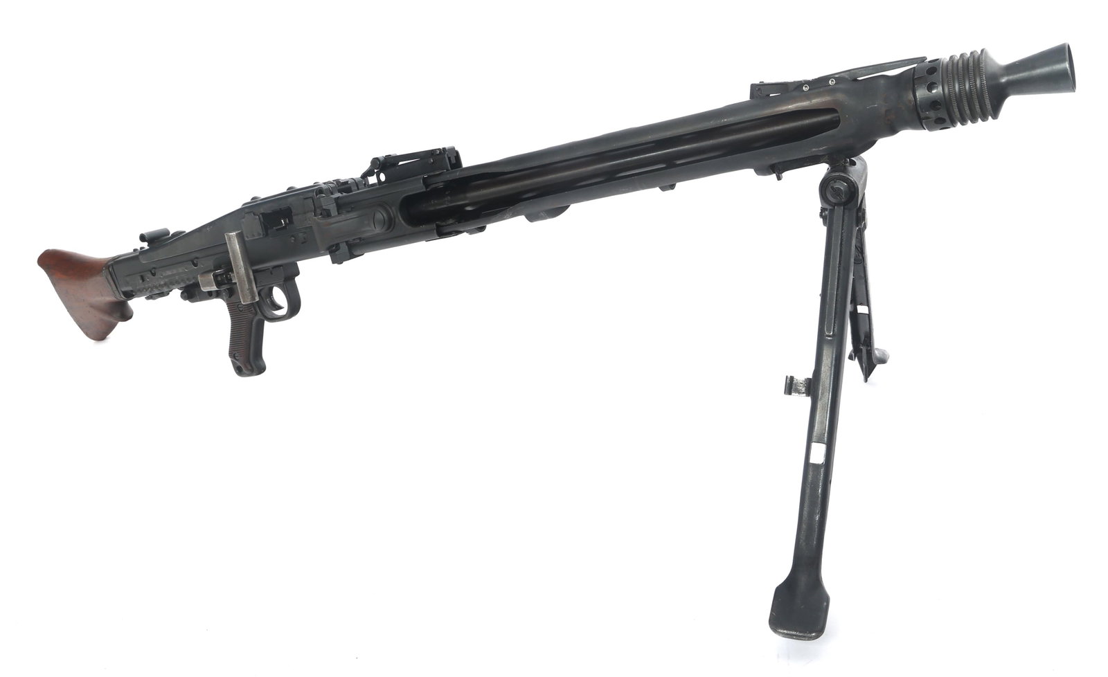 BRP MODEL MG42 7.92mm CALIBER SEMI AUTO RIFLE: BRP MODEL MG42 7.92mm CALIBER SEMI AUTO RIFLE BRP Model MG 42 7.92x57mm caliber semi automatic belt fed rifle. Faint Waffenamt and ar stamped on top front trunnion. 7520 stamped on top cover. PJ and b