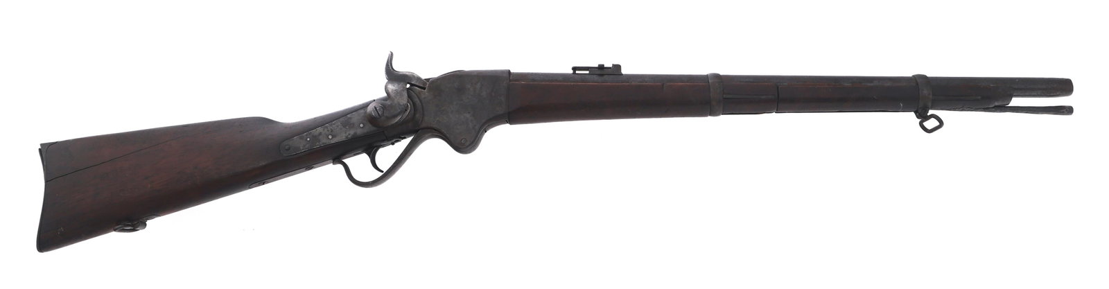 BURNSIDE RIFLE CO MODEL 1865 .45-70 CAL RIFLE: BURNSIDE RIFLE CO MODEL 1865 .45-70 CAL RIFLE Burnside Rifle Company Model 1865 Spencer Repeating Rifle .45 caliber lever action rifle. Top of receiver stamped "Model 1865 Spencer Repeating Rifle Pat'