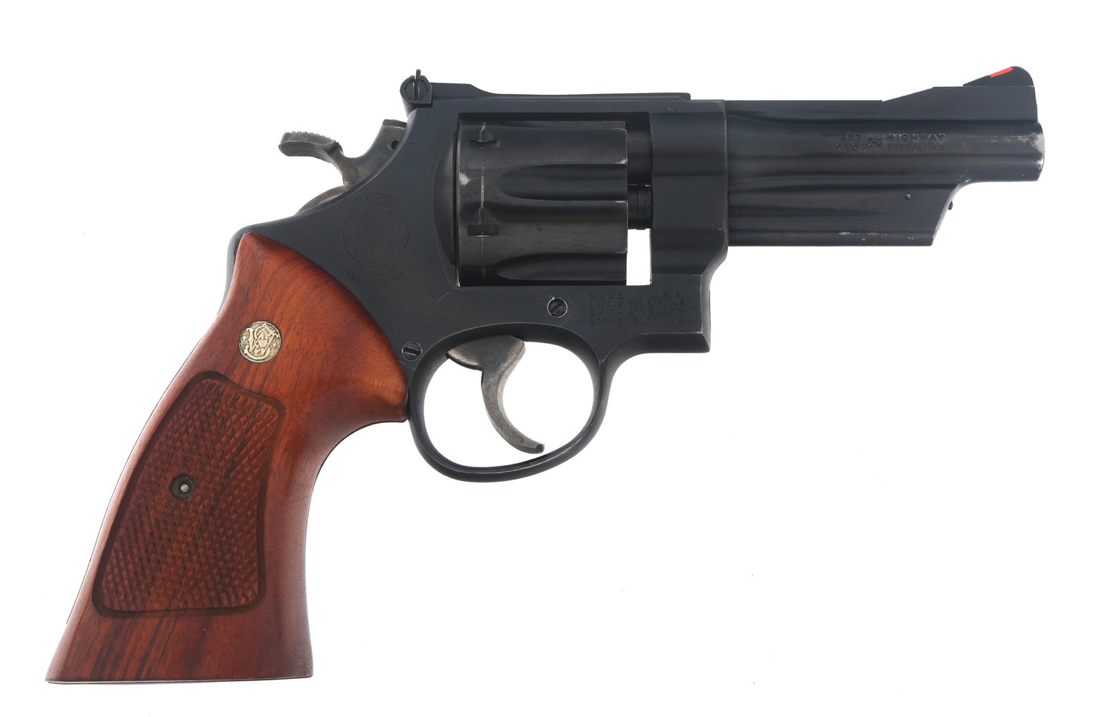 SMITH & WESSON MODEL 28-2 .357 CALIBER REVOLVER: SMITH & WESSON MODEL 28-2 .357 CALIBER REVOLVER Smith & Wesson Highway Patrolman Model 28-2 .357 Magnum caliber double action revolver. Blued finish. Fluted six shot cylinder. Front ramp sight. Rear a