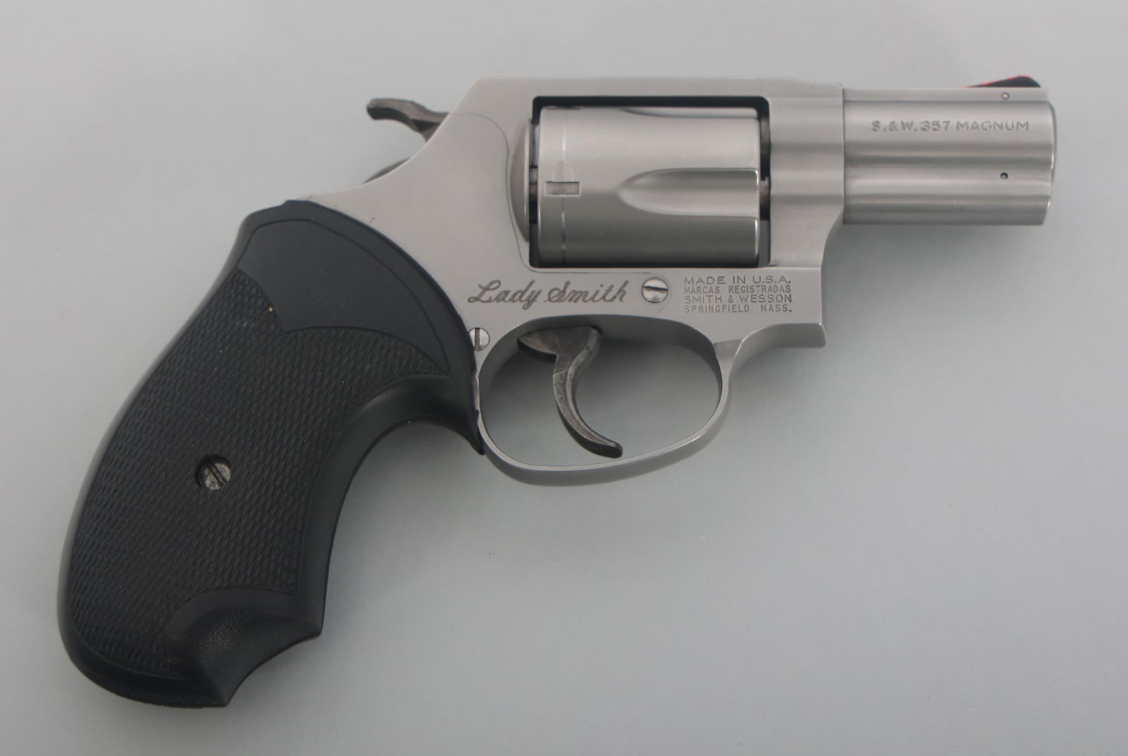SMITH & WESSON MODEL 60-9 .357 MAG CAL REVOLVER: SMITH & WESSON MODEL 60-9 .357 MAG CAL REVOLVER Smith & Wesson model 60-9 Lady Smith .357 Magnum caliber double action revolver. Lady Smith laser etched on right side of frame. Stainless finish. Front