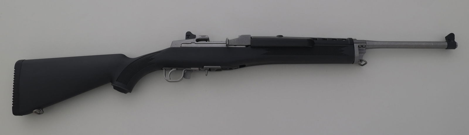 RUGER MODEL MINI 30 7.62x39mm CALIBER RANCH RIFLE: RUGER MODEL MINI 30 7.62x39mm CALIBER RANCH RIFLE Ruger Model Mini 30 7.62x39mm caliber Ranch rifle. Stainless finish. Blade front sight. Adjustable rear sight. Composite stock. One magazine. Original