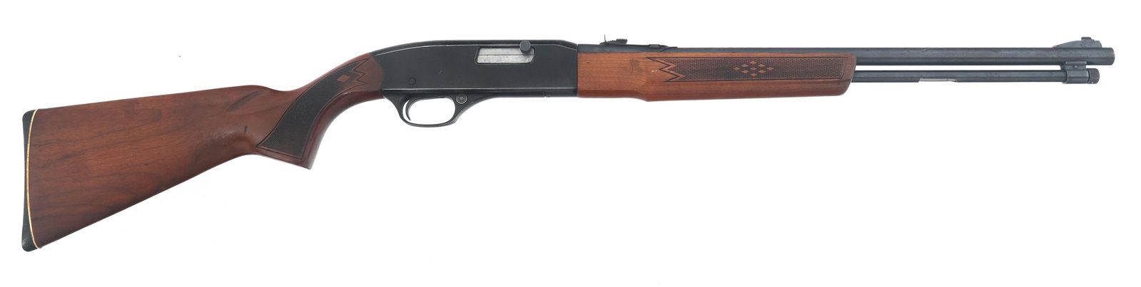 WINCHESTER MODEL 290 .22 S-L-LR CALIBER RIFLE: WINCHESTER MODEL 290 .22 S-L-LR CALIBER RIFLE Winchester Model 290 .22 S-L-LR caliber semi automatic rifle. Blued finish. Checkered wood stock. Adjustable rear sight. Caliber / Gauge: 22 S-L-LR Barrel