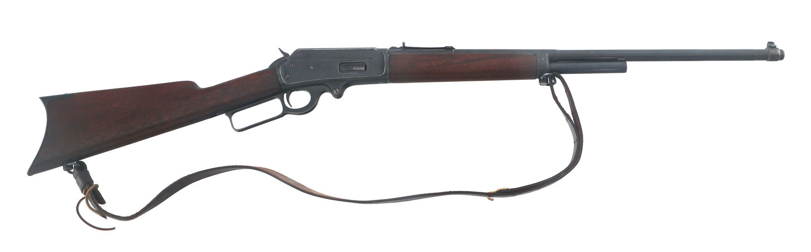 MARLIN MODEL 1893 30-30 CALIBER LEVER ACTION RIFLE: MARLIN MODEL 1893 30-30 CALIBER LEVER ACTION RIFLE Marlin Model 1893 .30-30 caliber lever action rifle. Wood stock. Adjustable rear sight. Leather sling. Caliber / Gauge: 30-30 Barrel Length: 21.5" Se