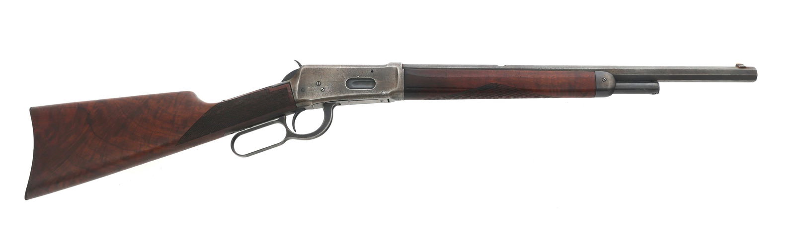 WINCHESTER MODEL 1894 .32 WS CALIBER RIFLE: WINCHESTER MODEL 1894 .32 WS CALIBER RIFLE 1906 Winchester Model 1894 .32 WS caliber lever action rifle. Checkered wood stocks. Missing rear sight. 18.25" Octagonal barrel. Caliber / Gauge: 32 WS Barr