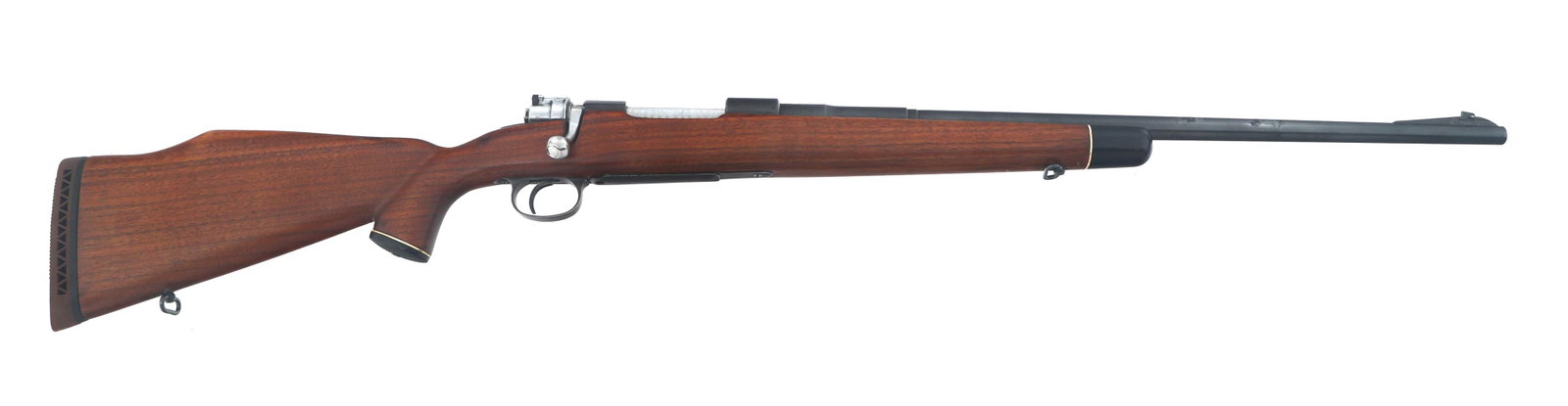 SPORTERIZED FN 24 .300 SAVAGE CALIBER RIFLE: SPORTERIZED FN 24 .300 SAVAGE CALIBER RIFLE Sporterized FN Model 24 .300 Savage caliber bolt action rifle. Blued finish. Wood stock with raised cheek piece. Receiver is drilled and tapped. Jeweled bol