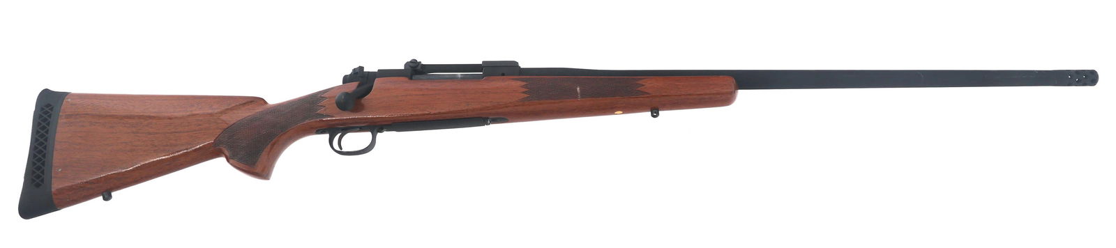 WINCHESTER MODEL 70 .280 CALIBER RIFLE: WINCHESTER MODEL 70 .280 CALIBER RIFLE Winchester Model 70 .280 caliber bolt action rifle. Matte black finish. Swivel studs. Flash hider. Rubber recoil pad. Checkered wood stock. Caliber / Gauge: 280