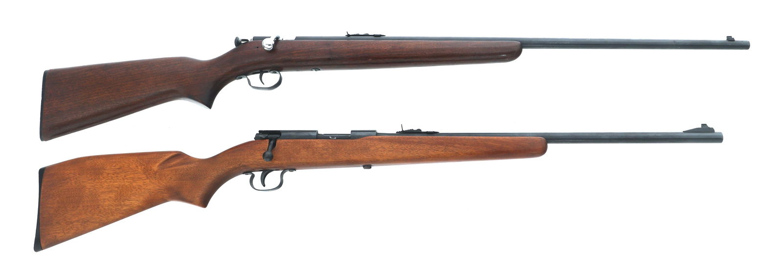 WINCHESTER MODEL 67A & 141 .22 CALIBER RIFLES: WINCHESTER MODEL 67A & 141 .22 CALIBER RIFLES Winchester Models 67A and 141 .22 caliber rifles. A) Winchester Model 67A .22 S-L-LR caliber bolt action rifle. Blued finish. Wood stock. Adjustable rear
