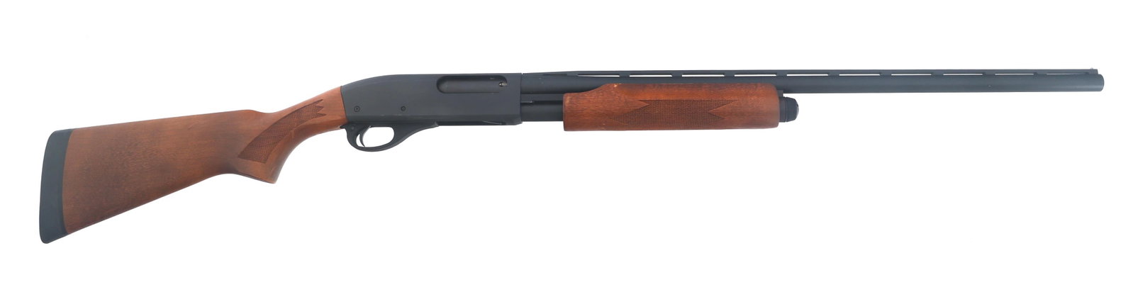 REMINGTON 870 EXPRESS MAGNUM 20 GA SHOTGUN: REMINGTON 870 EXPRESS MAGNUM 20 GA SHOTGUN Remington Model 870 Express Magnum 20 gauge pump action shotgun. 2.75"-3" shells. Removable Full choke. Matte black finish. Checkered wood stocks. Vented rib