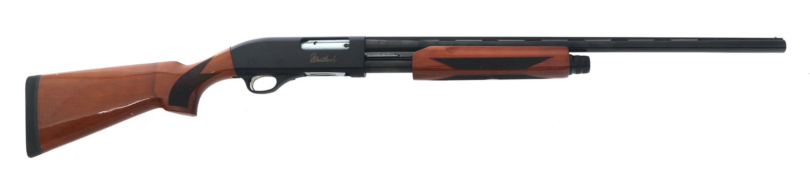 WEATHERBY MODEL PA-08 20 GAUGE PUMP SHOTGUN: WEATHERBY MODEL PA-08 20 GAUGE PUMP SHOTGUN Weatherby Model PA-08 20 gauge pump action shotgun. 3" chamber. Removable chokes. Blued finish. Bead sight. Checkered wood stock. Original cardboard box. Ca