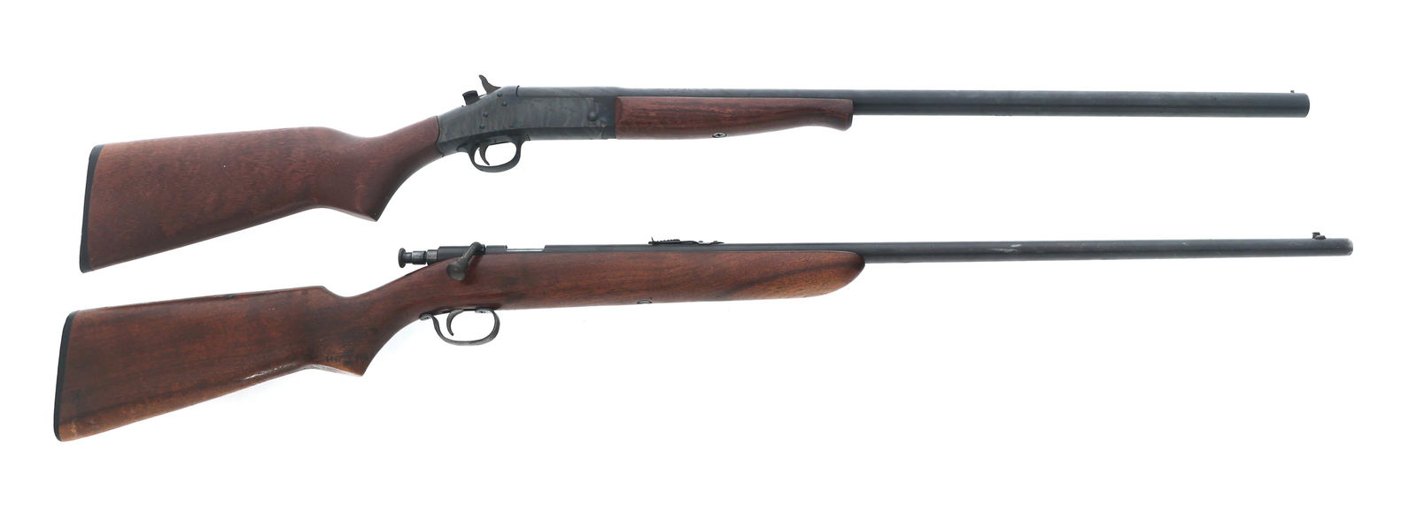 NEF 12 GA PARDNER SHOTGUN & REMINGTON MOD 41 RIFLE: NEF 12 GA PARDNER SHOTGUN & REMINGTON MOD 41 RIFLE New England Firearms Pardner shotgun and Remington .22 caliber rifle. A) New England Firearms Model Pardner 12 gauge single shot shotgun. Fixed Modif